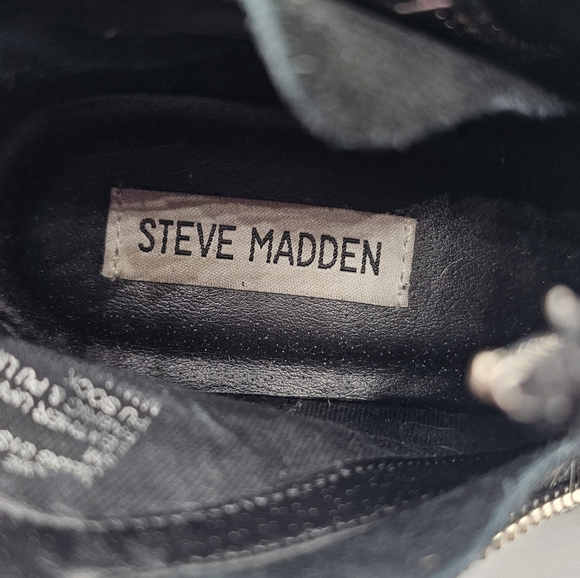 Steve Madden Black Suede Wedgie Platform Ankle Sneakers - Picture 12 of 13